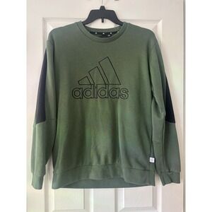 Adidas Future Icon Pullover Sweatshirt Large Embroidered Logo Crewneck Green Med